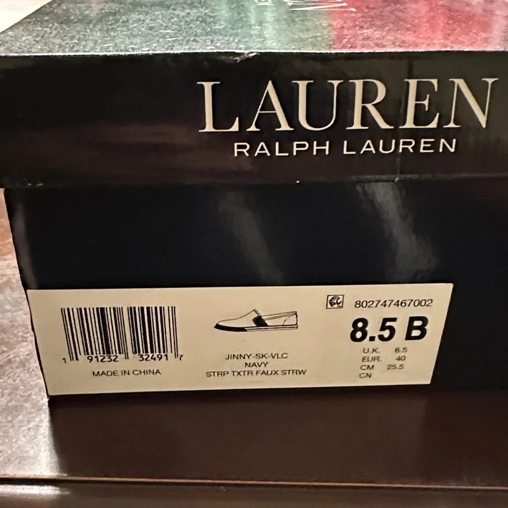Women Lauren Ralph Lauren Textured Navy Loafers - Picture 6 of 6
